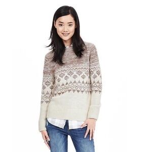 BANANA REPUBLIC fair isle Nordic sweater Italian yarn alpaca wool blend s M EUC